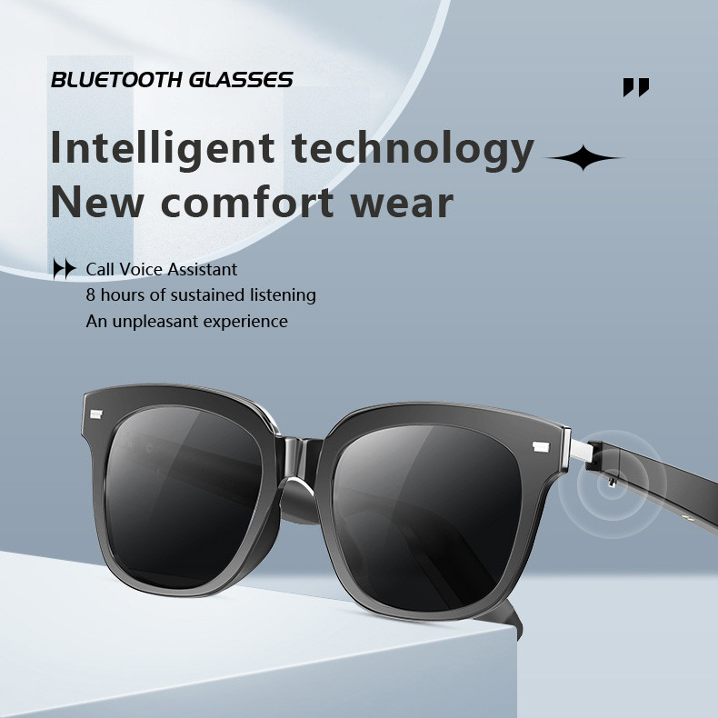 110mAh*2 Kapazität Bluetooth-Sonnenbrille mit Musik 8-10 Stunden Glanzschwarze Brillenglas
