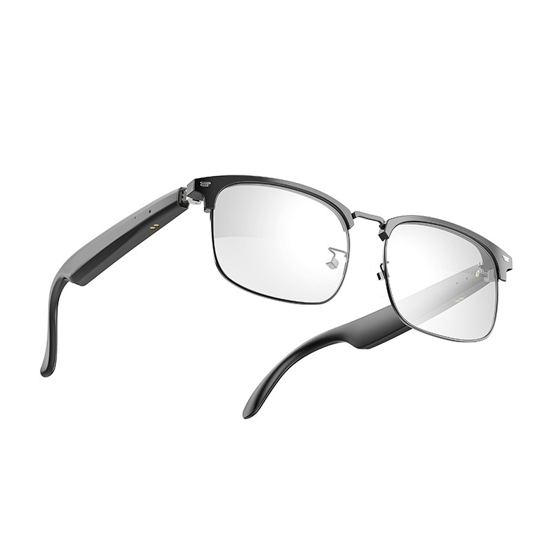 Schwarz Silber BT 5.3 Ultraleichte Smart Bluetooth Wireless Brille zum Hören von Musik