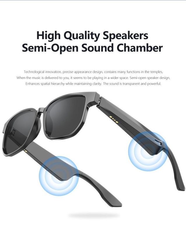 BT 5.1 Stereo Sound Bluetooth-Sonnenbrille mit Musikzeit von 4 Stunden und 90 mAh-Batterie