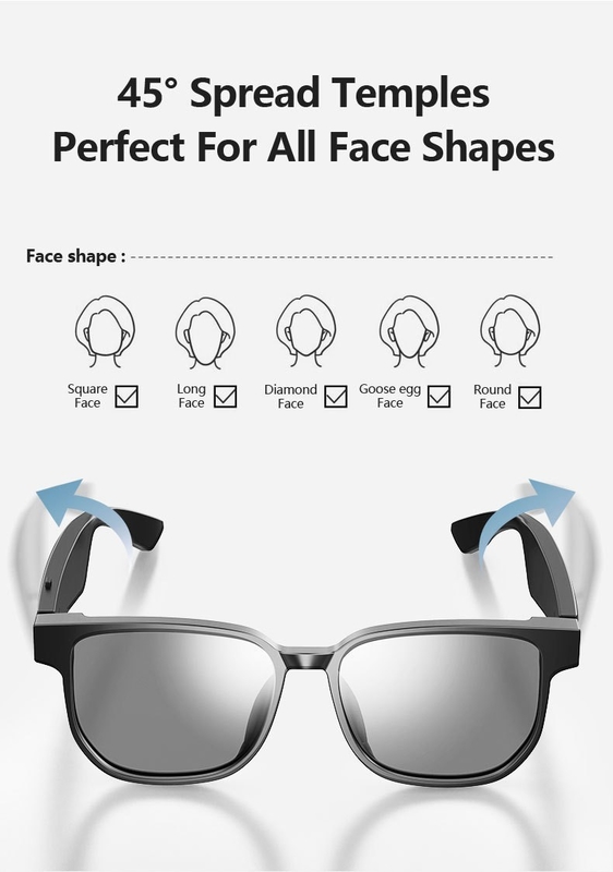 BT 5.1 Stereo Sound Bluetooth-Sonnenbrille mit Musikzeit von 4 Stunden und 90 mAh-Batterie