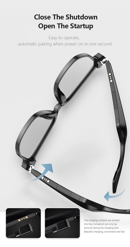 Stereo Sound Schwarze Bluetooth-Sonnenbrille mit Anruf 90mAh Kapazität BT 5.1 Version 4-6 Stunden Standby